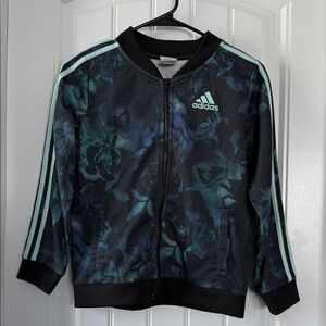 Adidas Black and Teal Floral Jacket